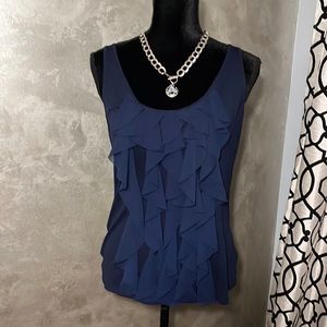 Navy ruffle tank top from New York & Company, size medium